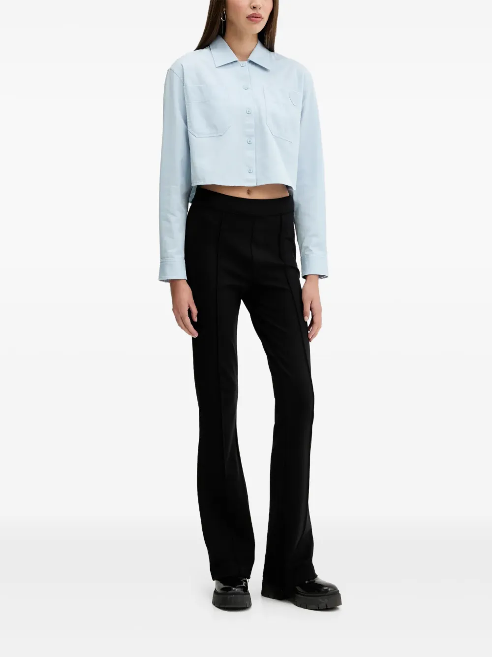 HUGO Blouse met geborduurd hart en zakken - Blauw