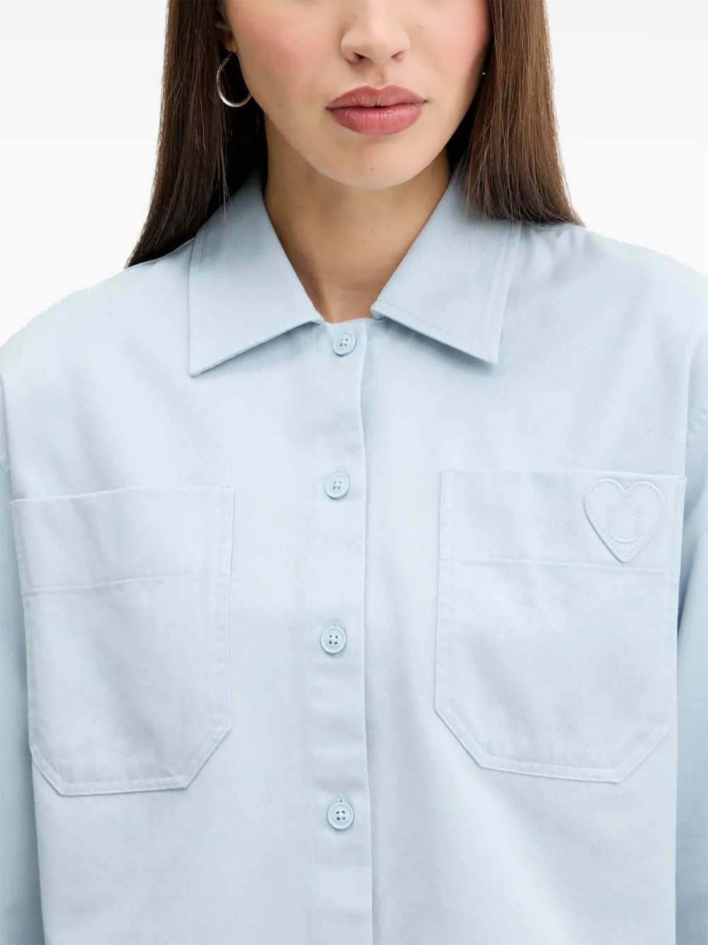 HUGO Blouse met geborduurd hart en zakken Blauw