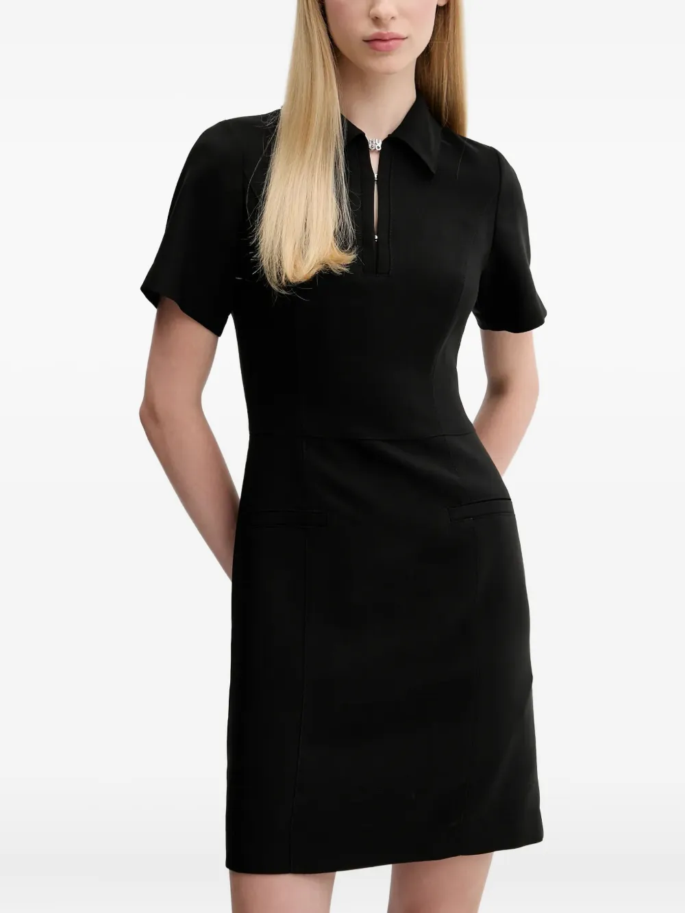 Hugo Boss Short Sleeve Mini Dress In Black