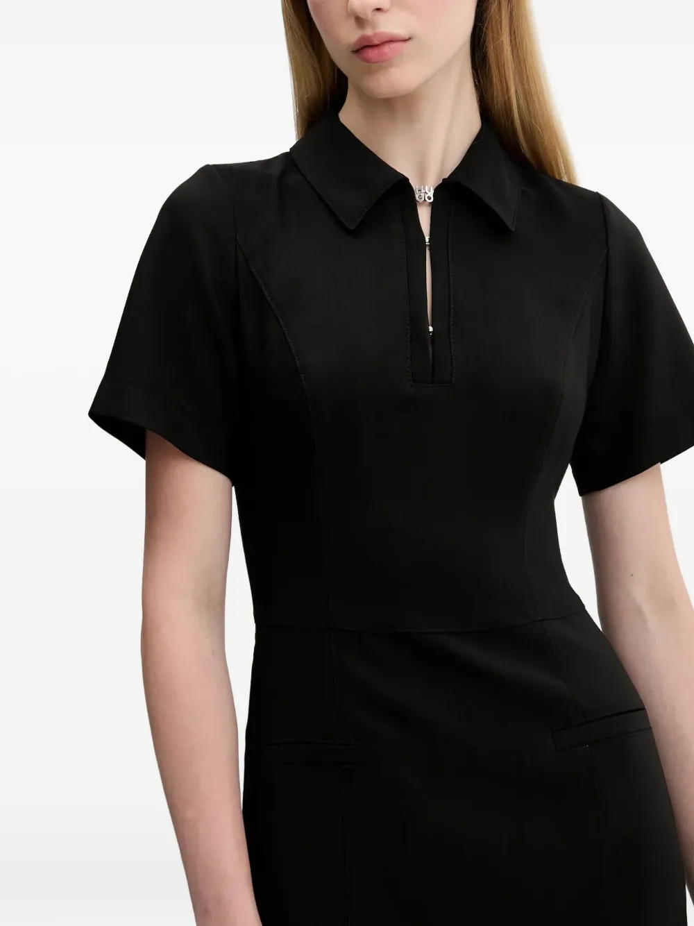 Hugo Boss Short Sleeve Mini Dress In Black