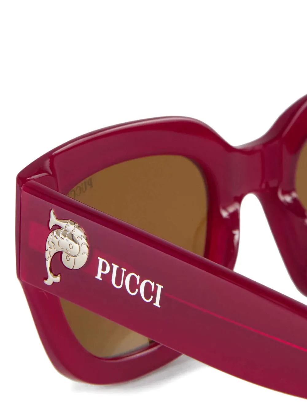 PUCCI Zonnebril met logoprint en vierkant montuur Rood