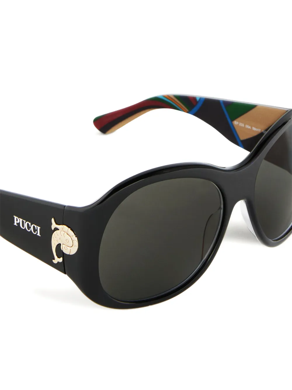 PUCCI Zonnebril met rond montuur en logodetail Zwart