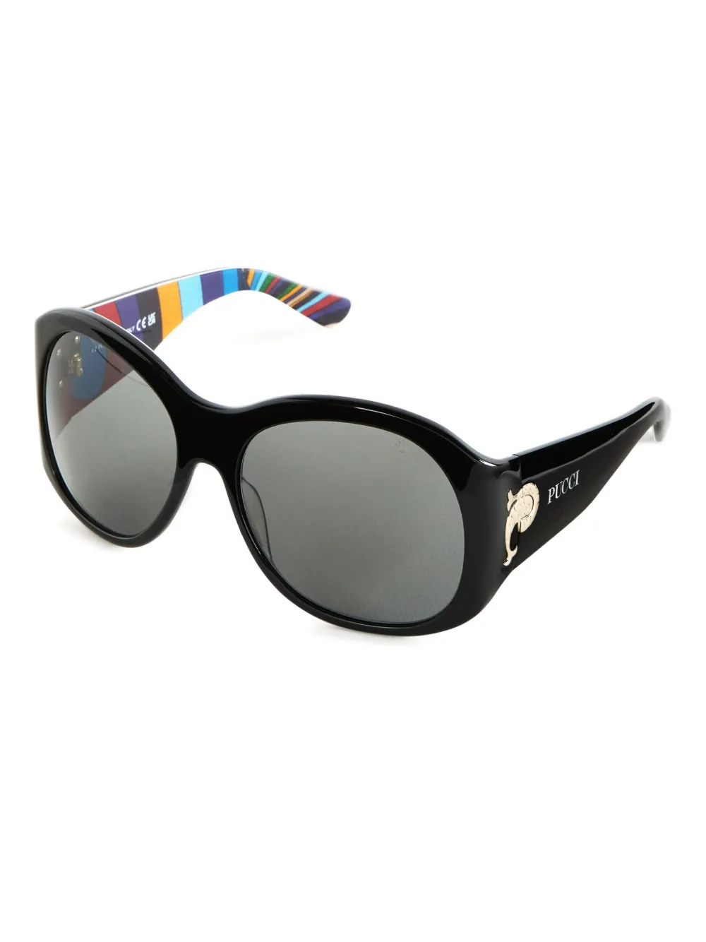 PUCCI round-frame logo-detail sunglasses - Zwart