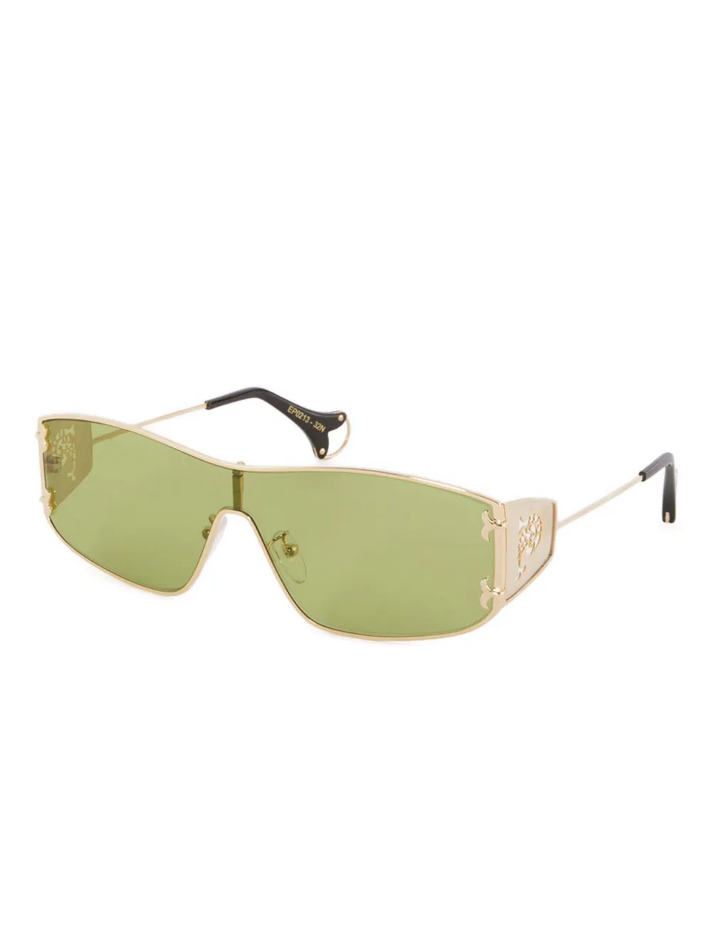 PUCCI logo cut-out shield-frame sunglasses - Groen
