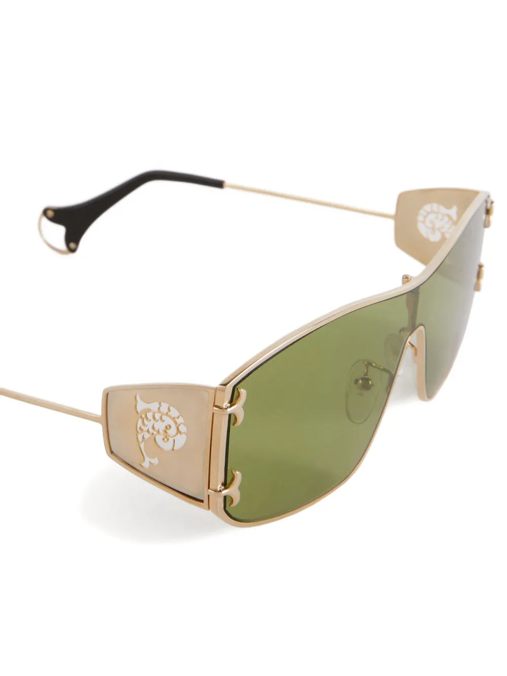 PUCCI Zonnebril met shield montuur en uitgesneden logo Goud
