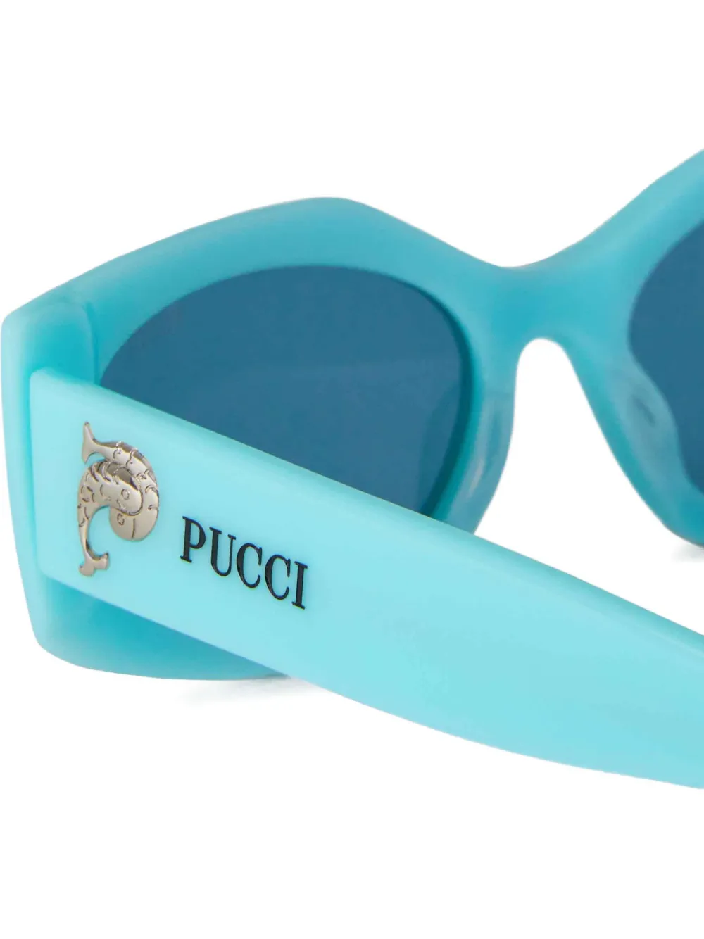 PUCCI Zonnebril met geometrisch montuur en logo Blauw