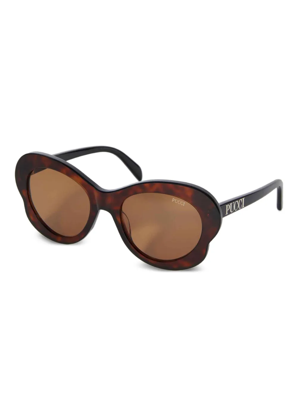 PUCCI sculptural round-frame sunglasses - Bruin