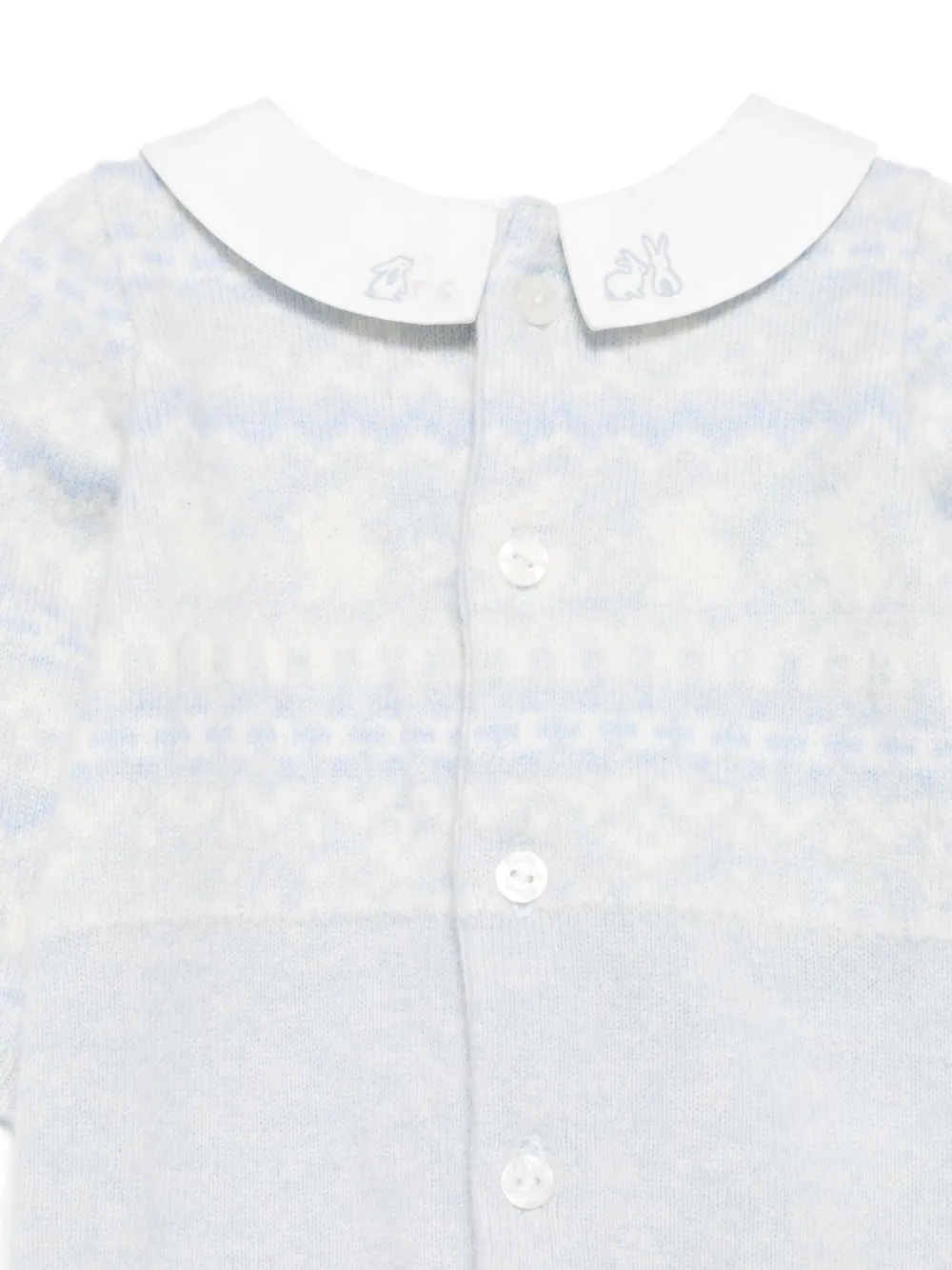 Tartine Et Chocolat Fair-Isle romper met geborduurd konijn Blauw