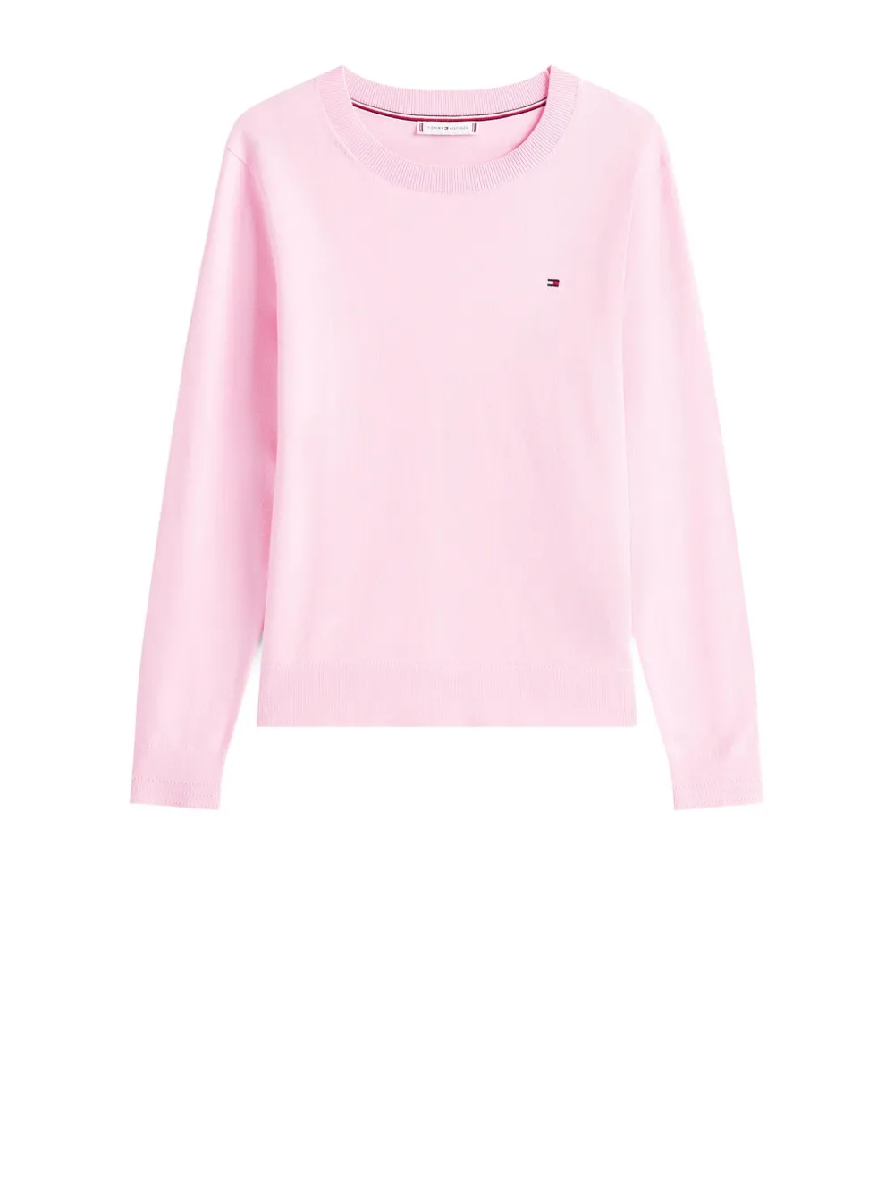 Tommy Hilfiger Cotton Long Sleeve Crewneck Pullover In Pink