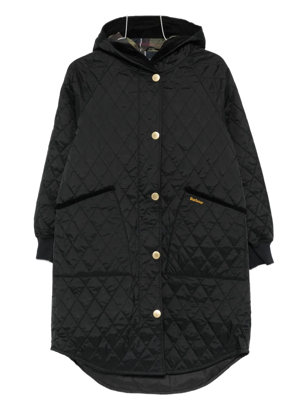 Barbour quilted hooded jacket Zwart
