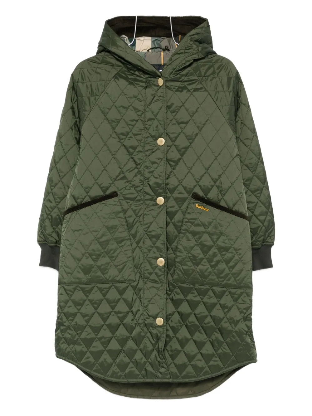 Barbour quilted hooded jacket Groen