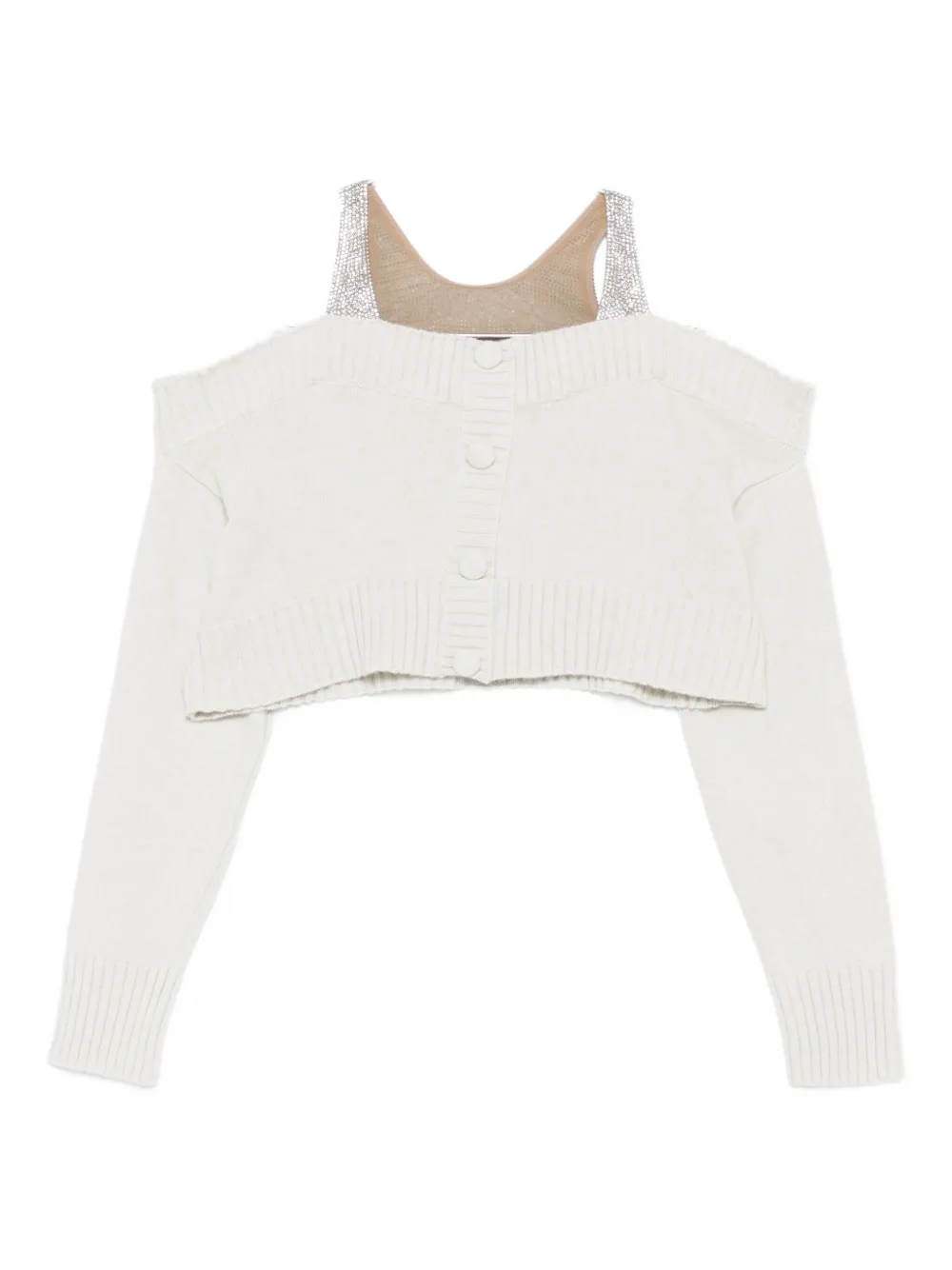 Giuseppe Di Morabito Off-shoulder Button-up Cardigan In Neutral