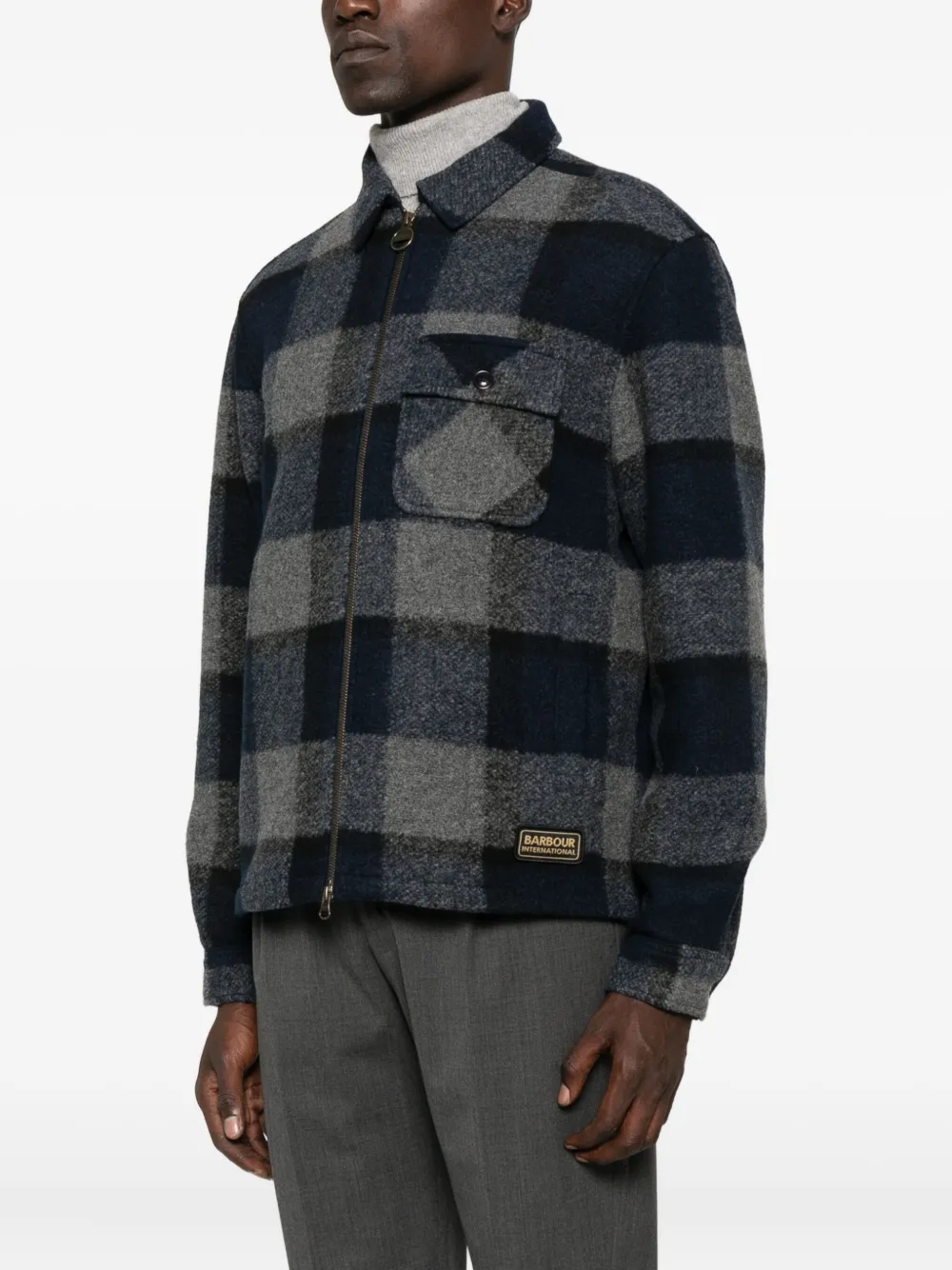 Barbour Geruit shirtjack met rits Blauw