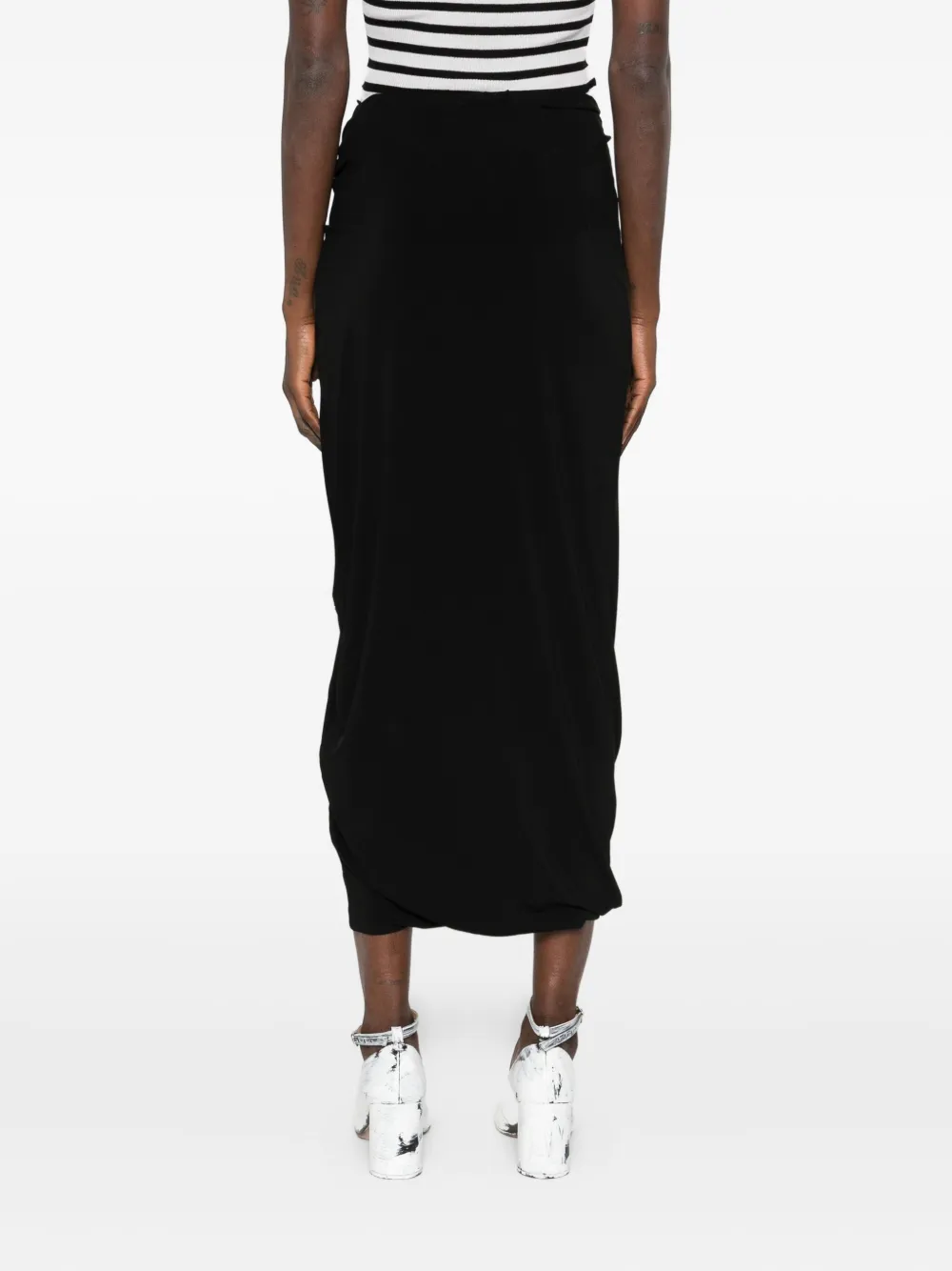 Jean Paul Gaultier Ring-detail Side-split Midi Skirt In Black