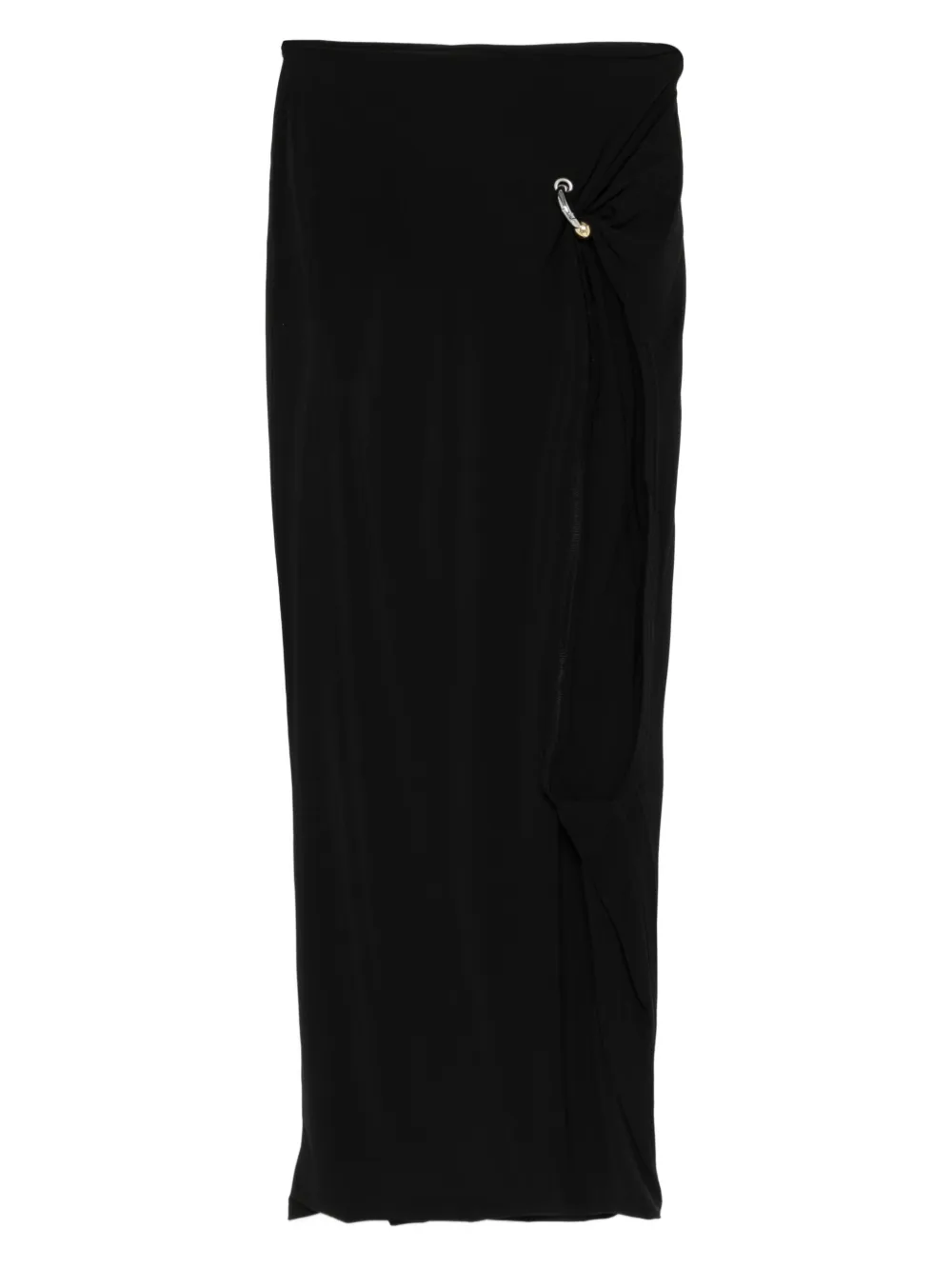 Jean Paul Gaultier Midi-rok met ringdetail en zijsplit Zwart
