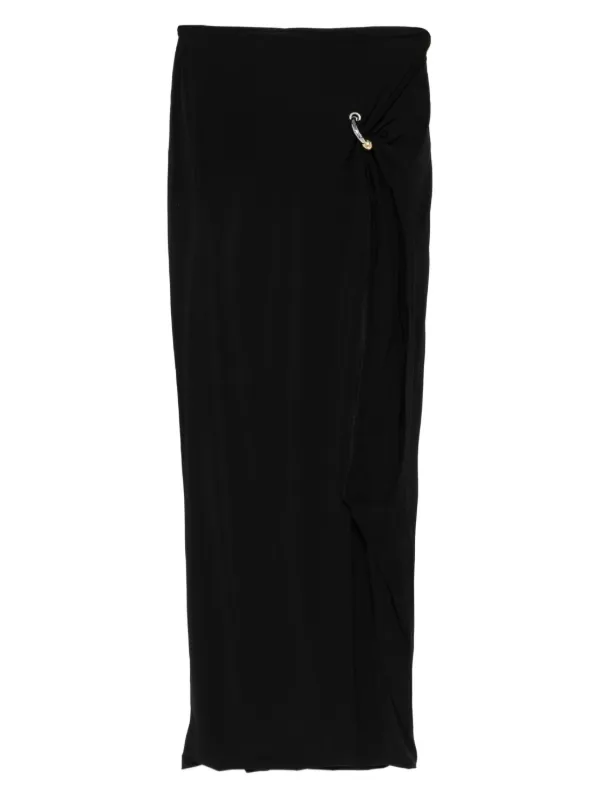 Jean Paul Gaultier Ring-detail Side-split Midi Skirt in Black