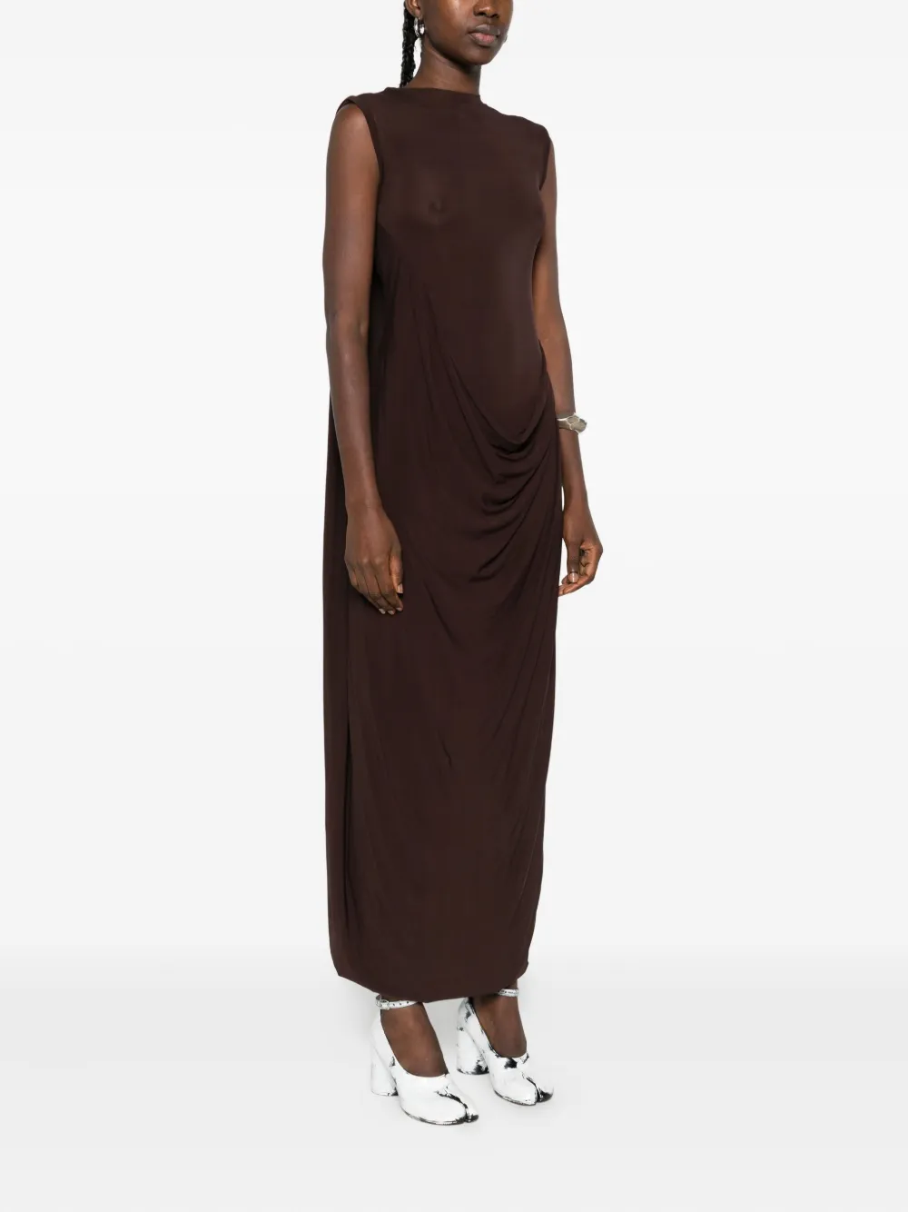 Jean Paul Gaultier Gedrapeerde maxi-jurk Bruin