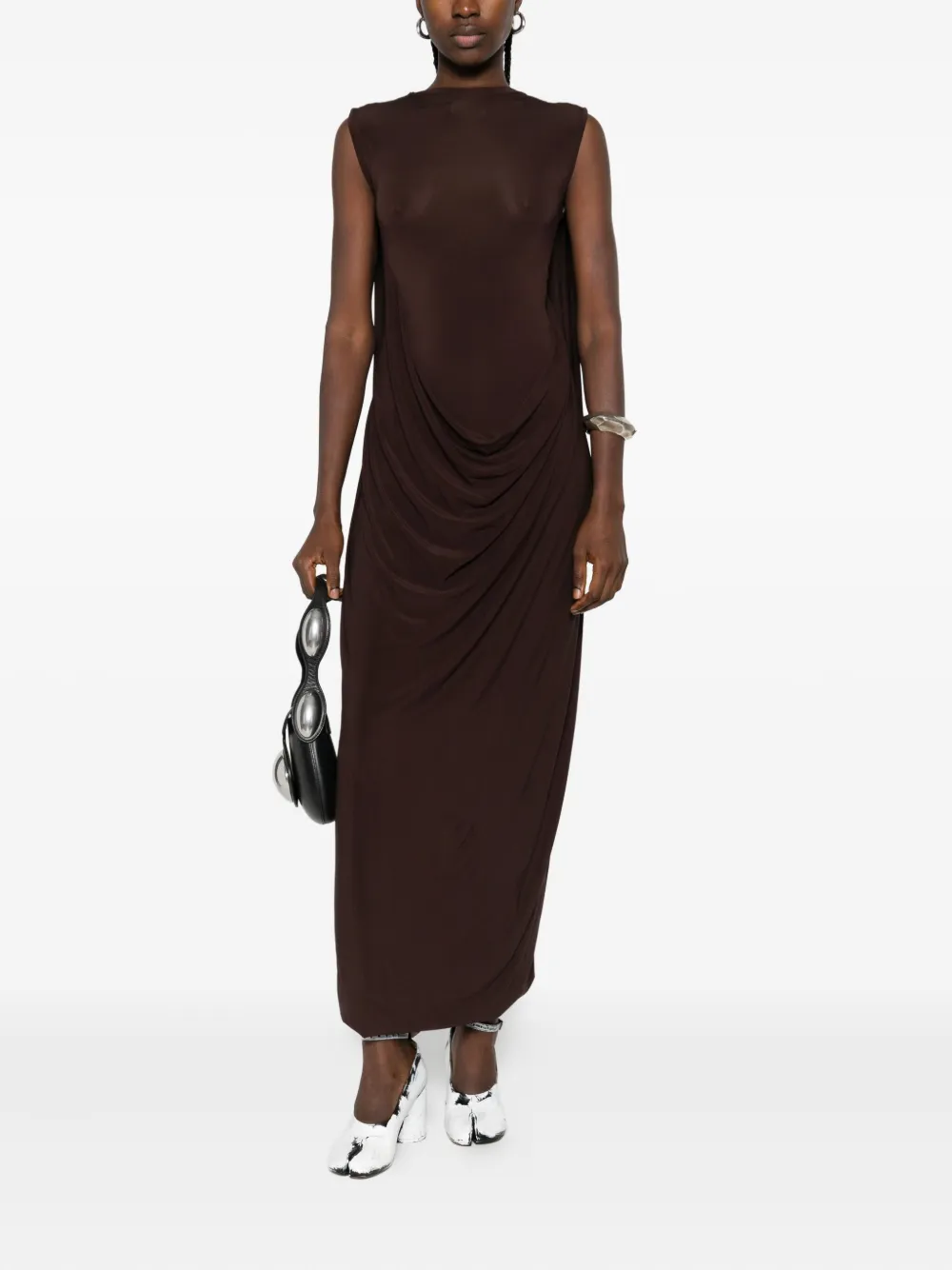 Jean Paul Gaultier Gedrapeerde maxi-jurk Bruin