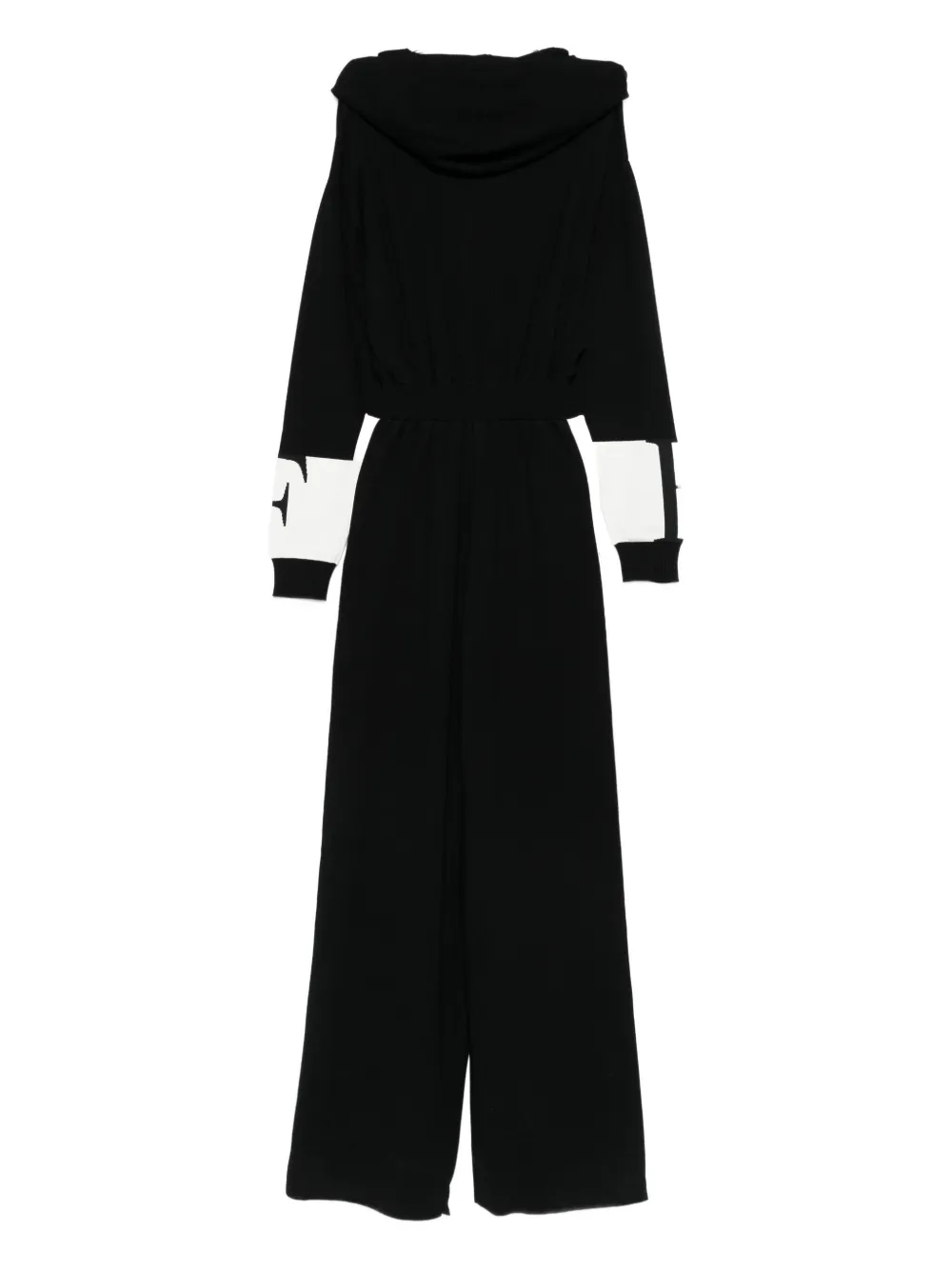 Elisabetta Franchi hooded side-stripe jumpsuit - Zwart
