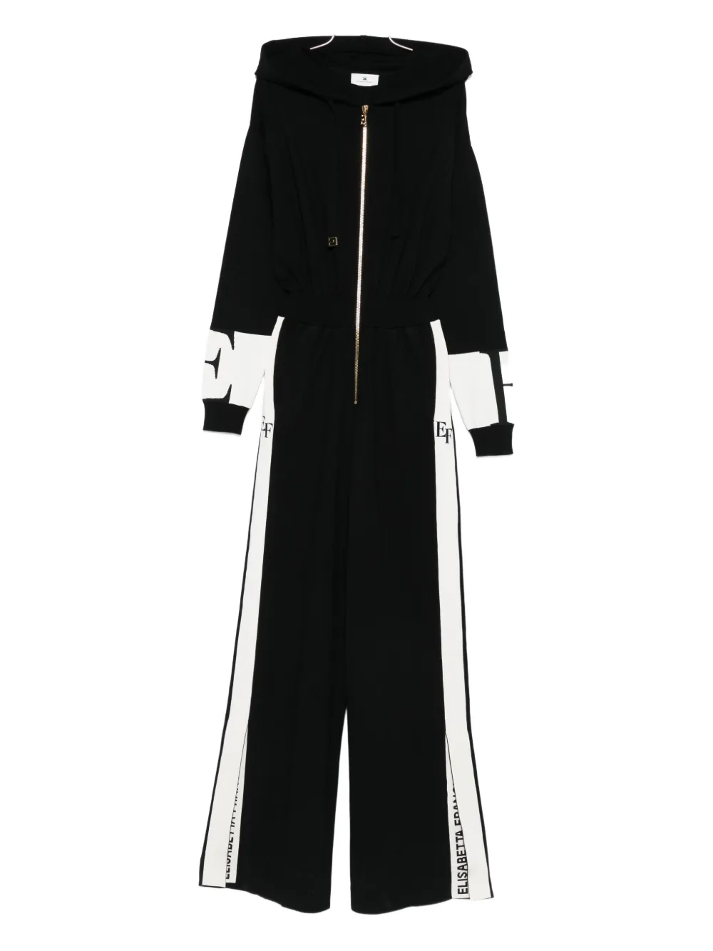 Elisabetta Franchi Jumpsuit met capuchon en zijstreep Zwart