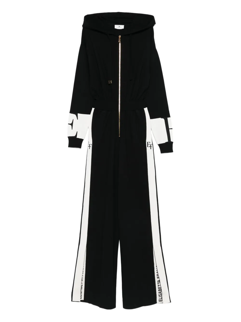Elisabetta Franchi Jumpsuit met capuchon en zijstreep Zwart