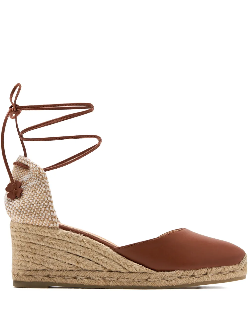 Castañer 70mm Carina lace-up wedge espadrilles Brown