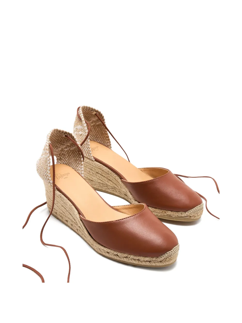 Castañer 70mm Carina lace-up wedge espadrilles Brown