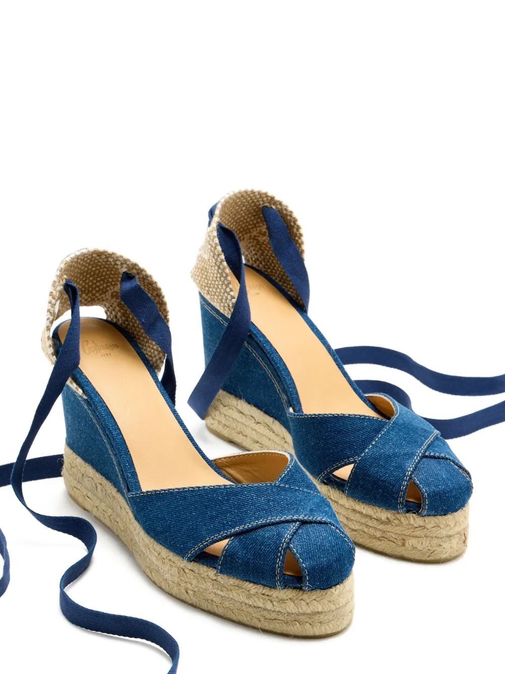 Castañer 110 mm denim espadrilles met sleehak 308 JEANS