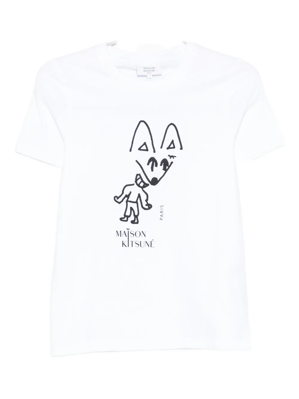 Maison Kitsuné T-shirt met vossenprint Wit