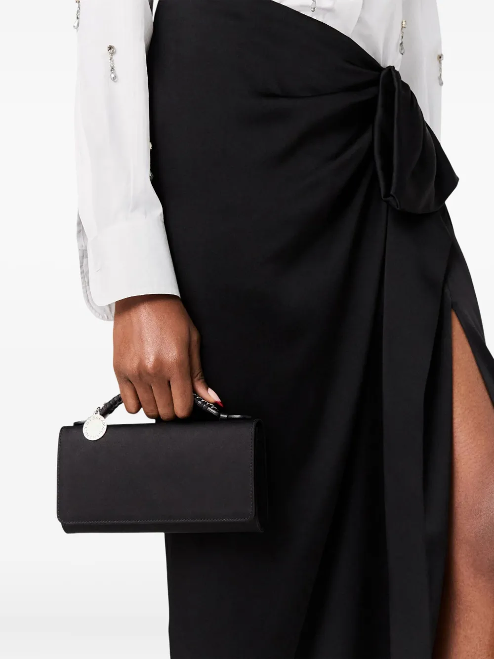 Stella McCartney Falabella braided-handle clutch bag - Zwart