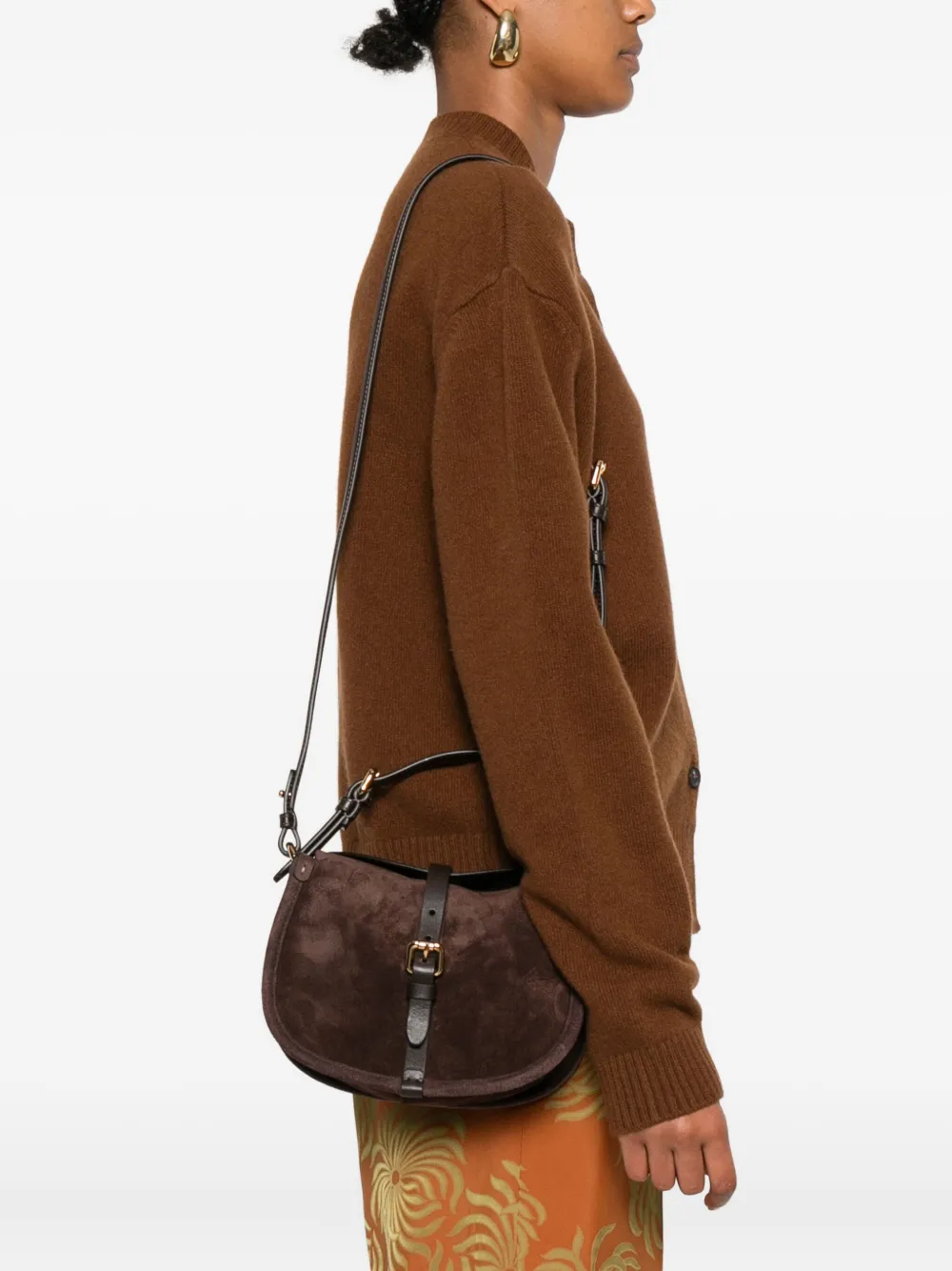 ETRO small buckle-fastening suede shoulder bag - Bruin