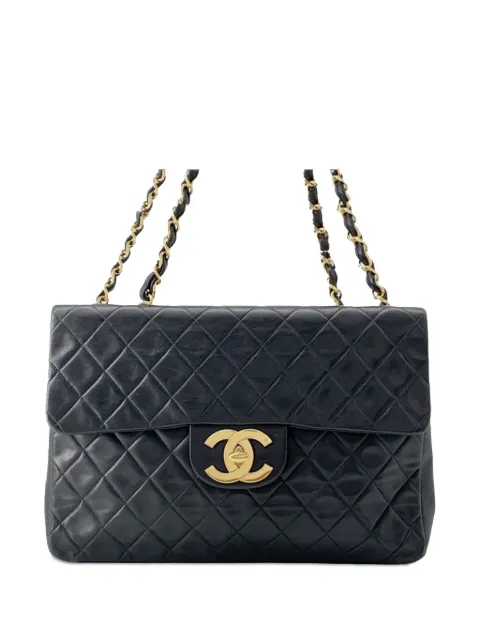 CHANEL Pre-Owned bolso de hombro jumbo XL de piel de borrego con solapa 1991-1994