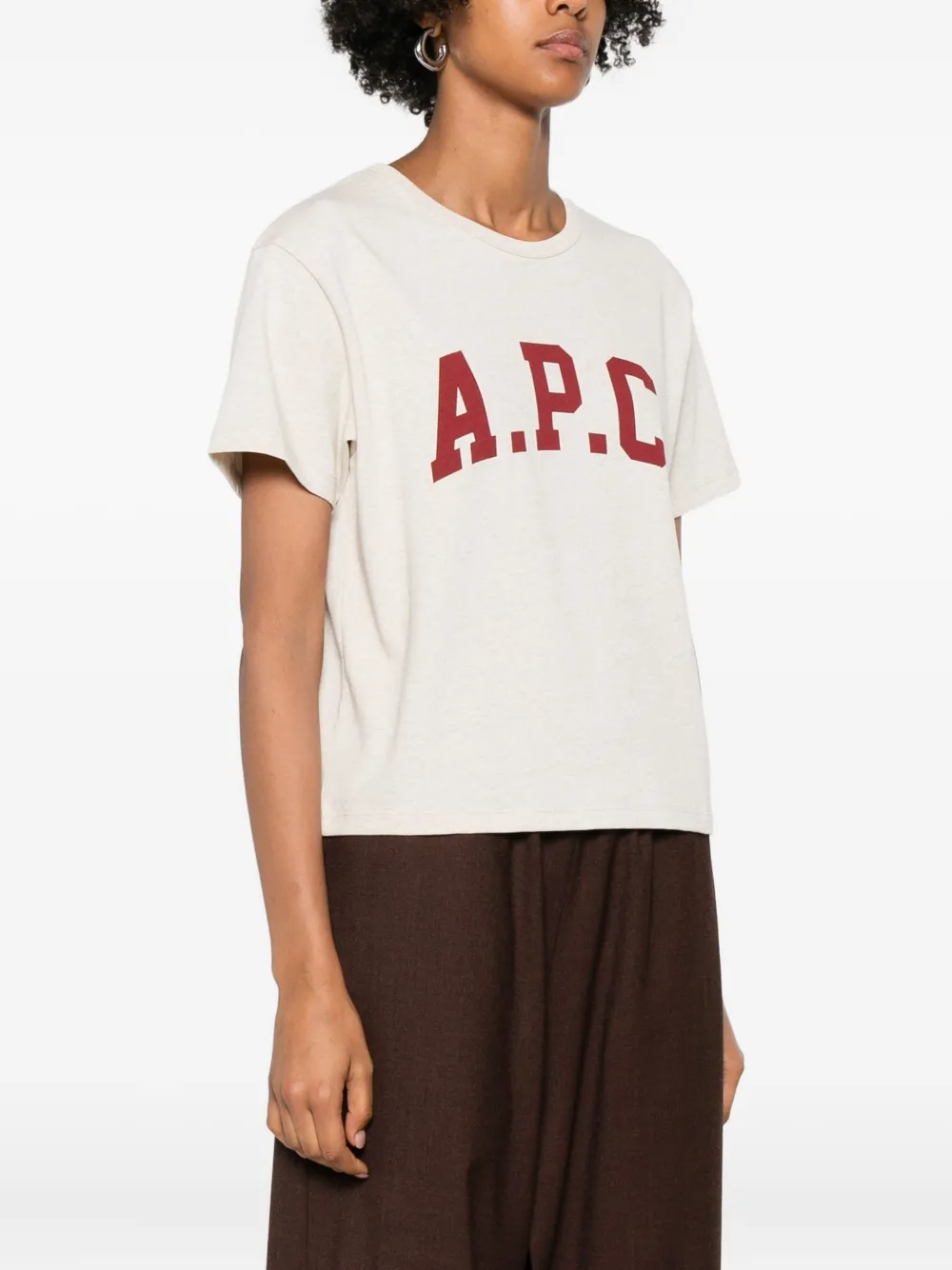 A.P.C. T-shirt met logoprint Beige