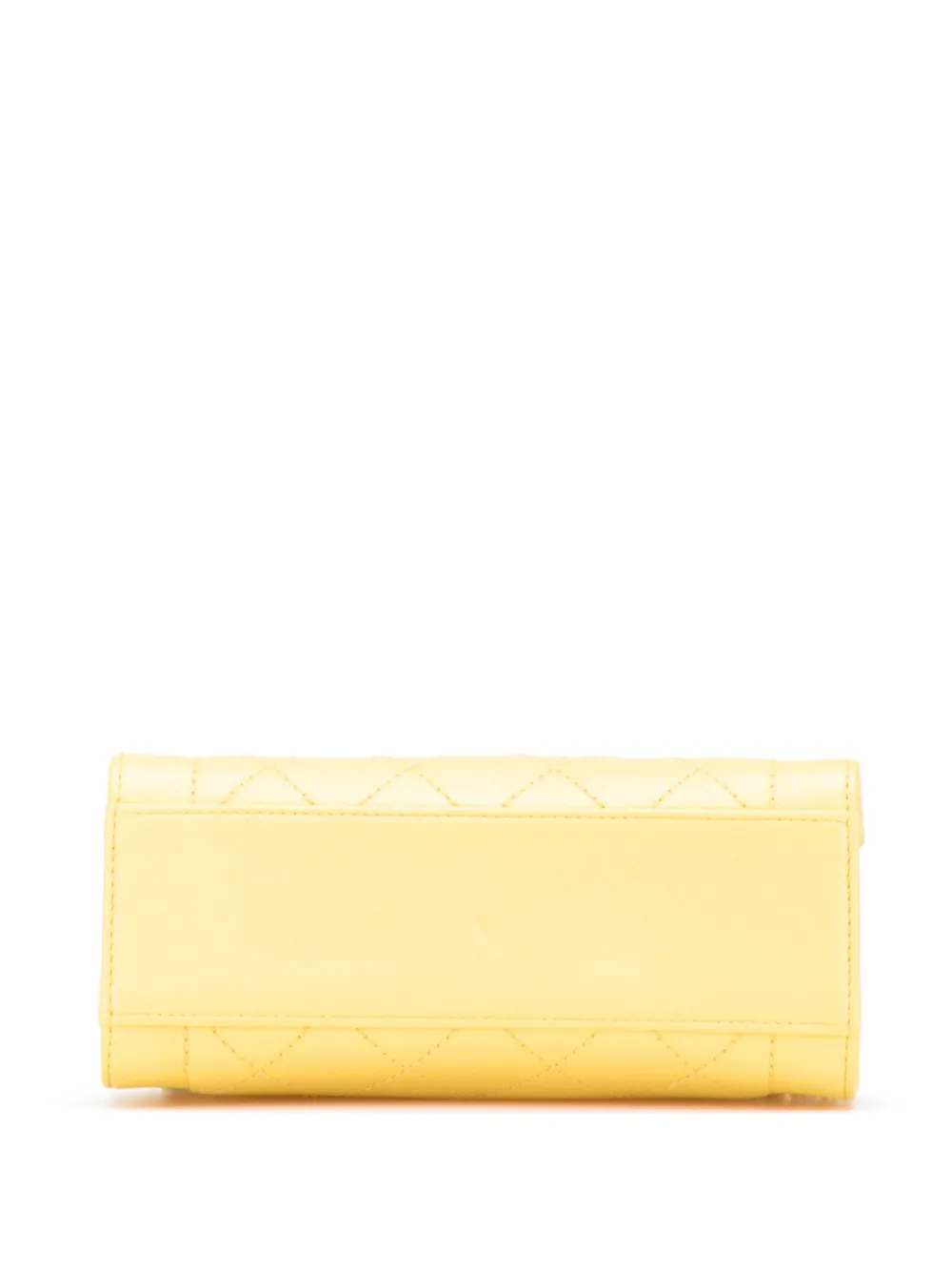 Pre-owned Chanel 2016-2017 Mini Calfskin Label Click Shopping Tote Satchel In Yellow