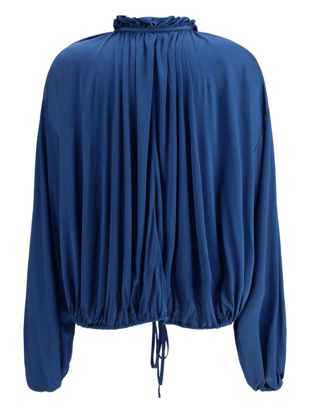 Saint Laurent draped puff-sleeve blouse - Blauw