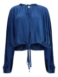 Saint Laurent draped puff-sleeve blouse - Blue