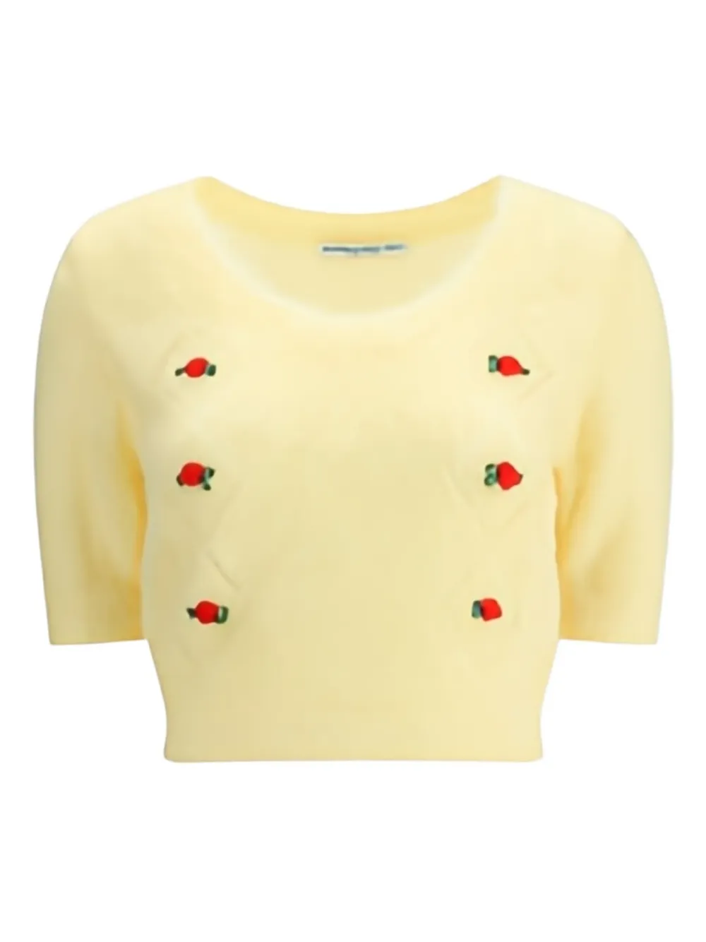 Alessandra Rich Women Short Sleeve Mohair Sweater In Yellow