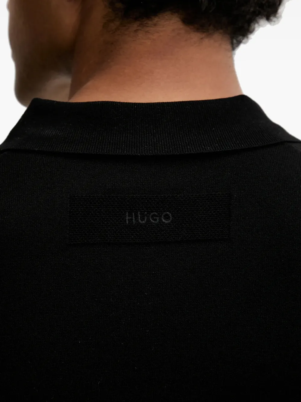 HUGO embroidered-logo polo shirt - Zwart