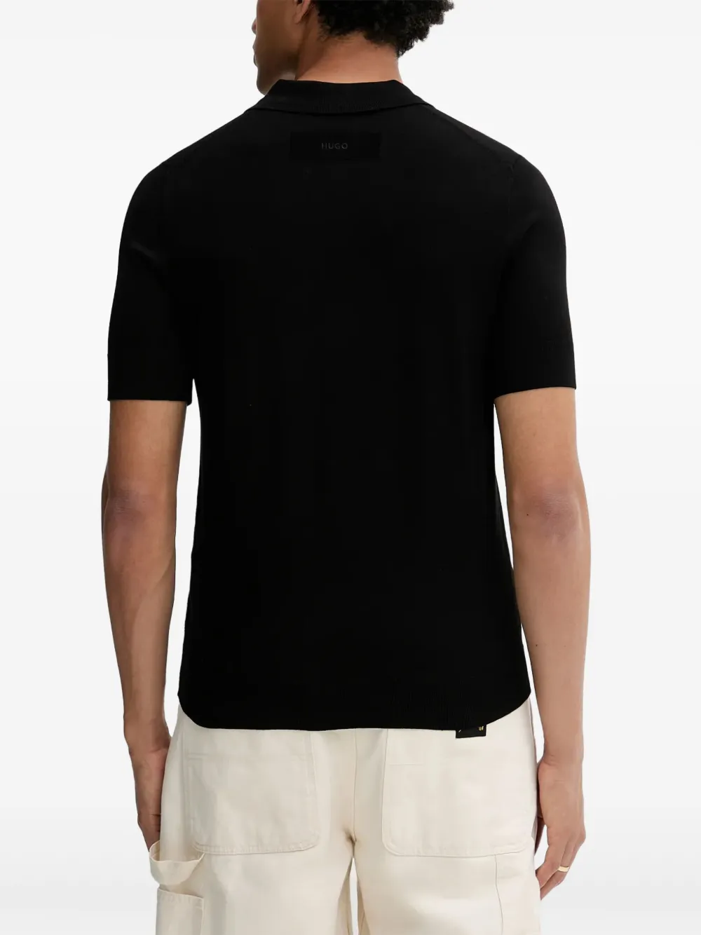 HUGO Poloshirt met geborduurd logo Zwart