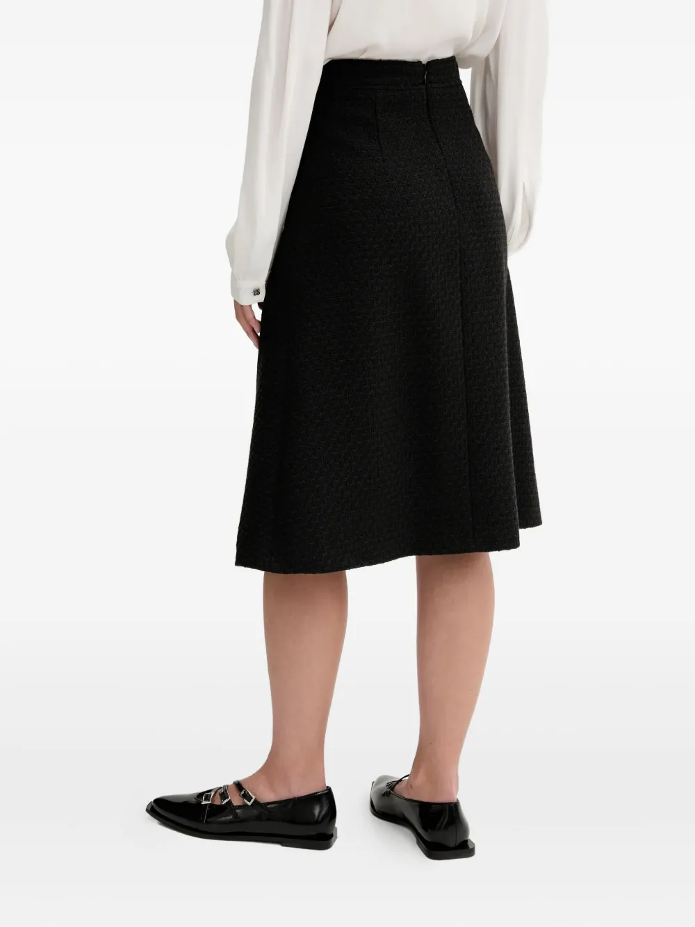 Hugo Boss Tweed A-line Midi Skirt In Black