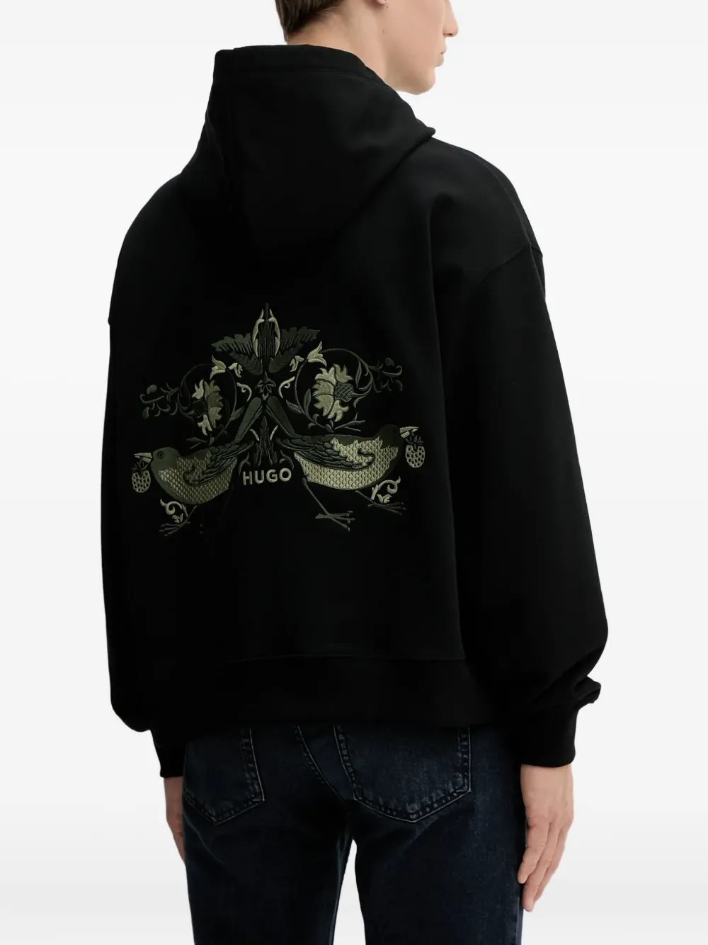 HUGO Hoodie met borduurwerk Zwart