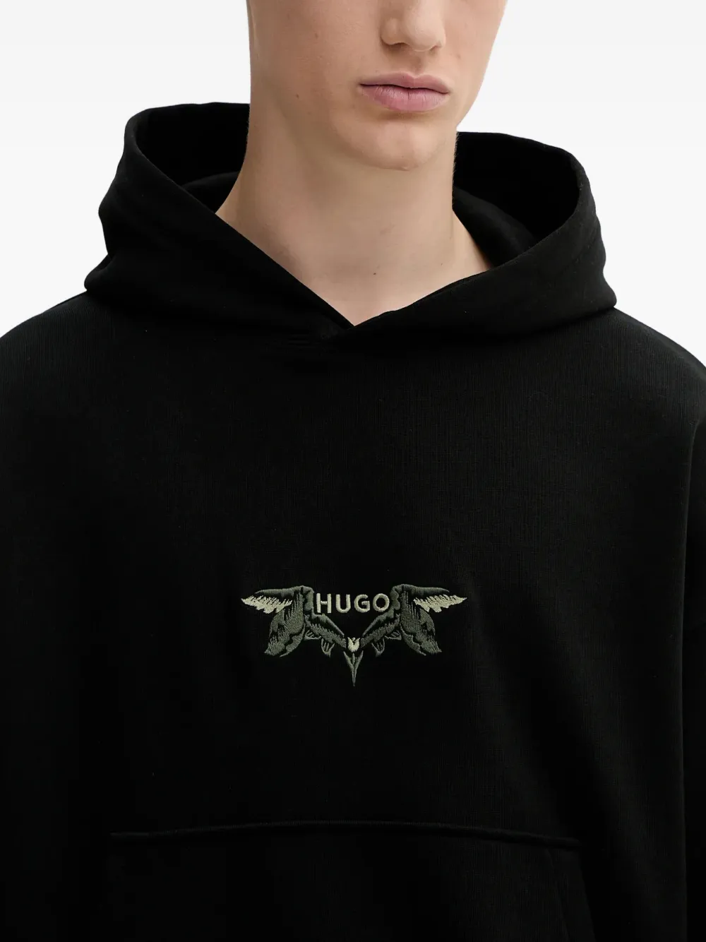 HUGO Hoodie met borduurwerk Zwart