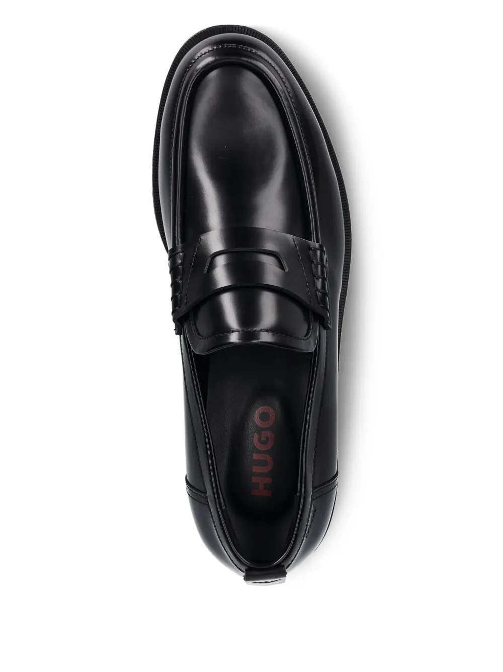 HUGO penny-slot leather loafers Black