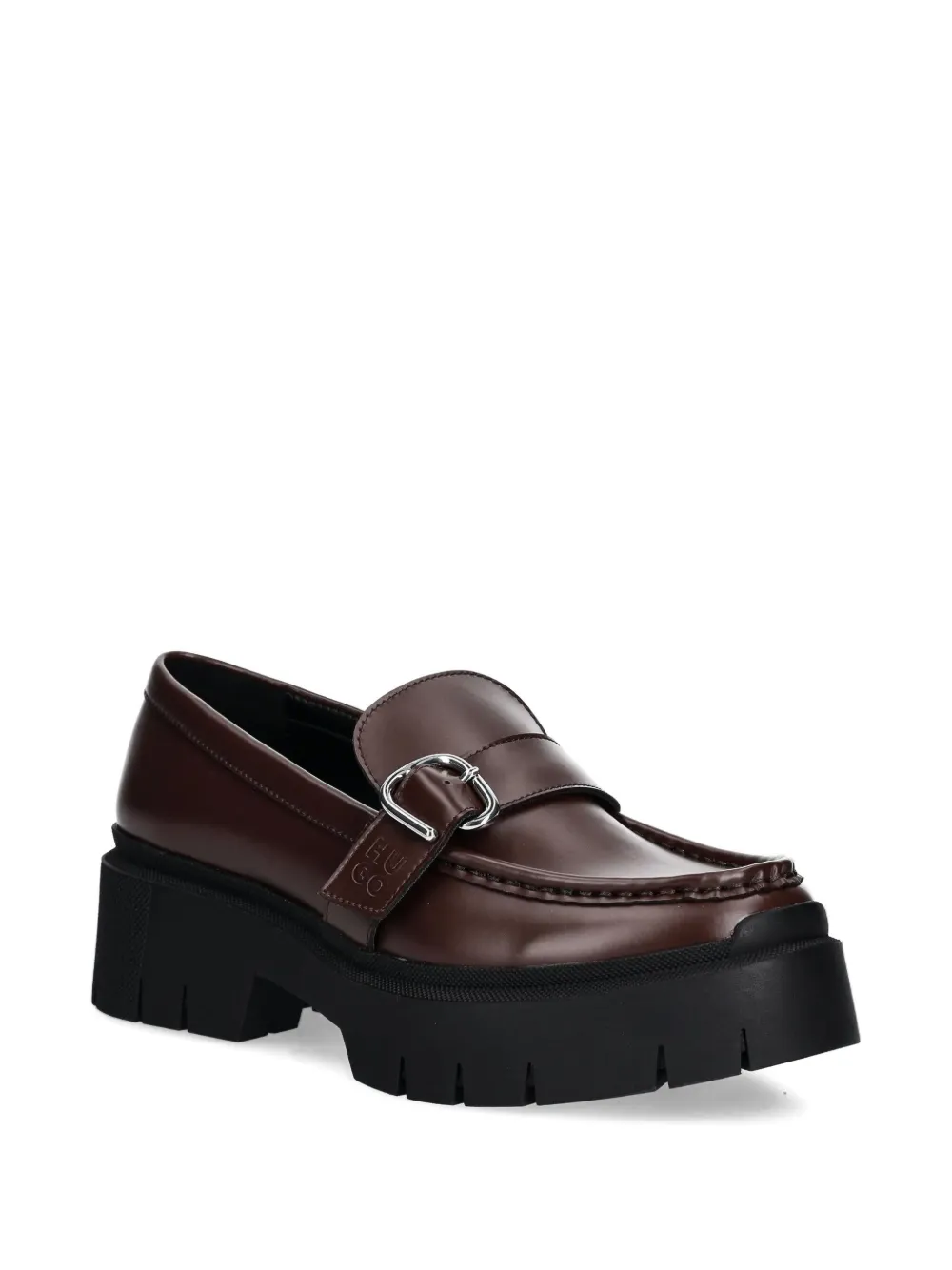 Hugo Boss Buckle-detail Platform Loafers In Brown
