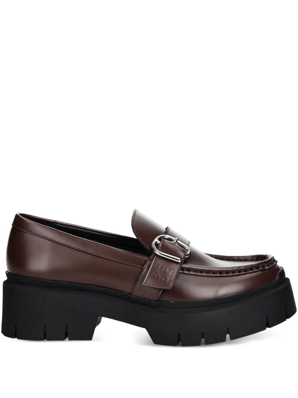 Hugo Boss Buckle-detail Platform Loafers In Brown