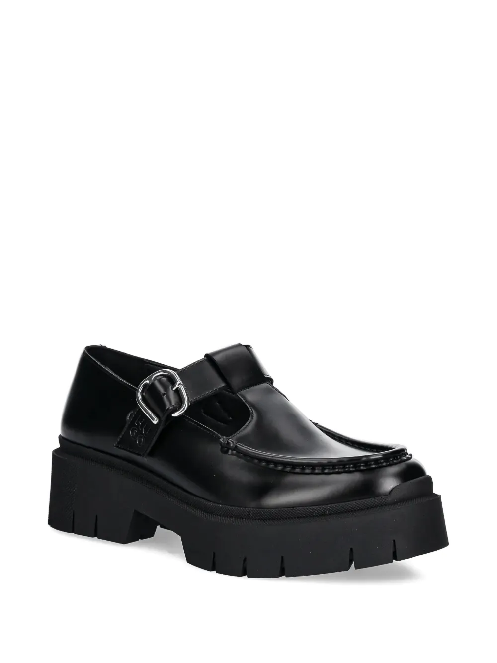 Hugo Boss Buckle-detail Platform Loafers In Black