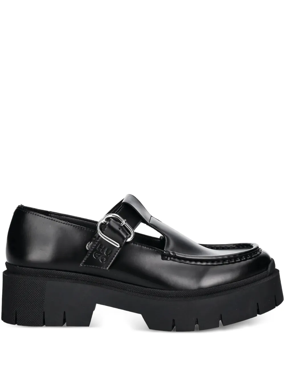 Hugo Boss Buckle-detail Platform Loafers In Black