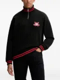 HUGO crest-embroidered half-zip sweatshirt - Black