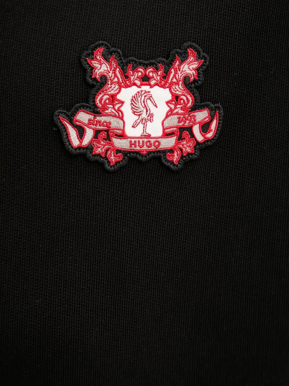 HUGO Sweater met geborduurd wapenschild en halve rits Zwart