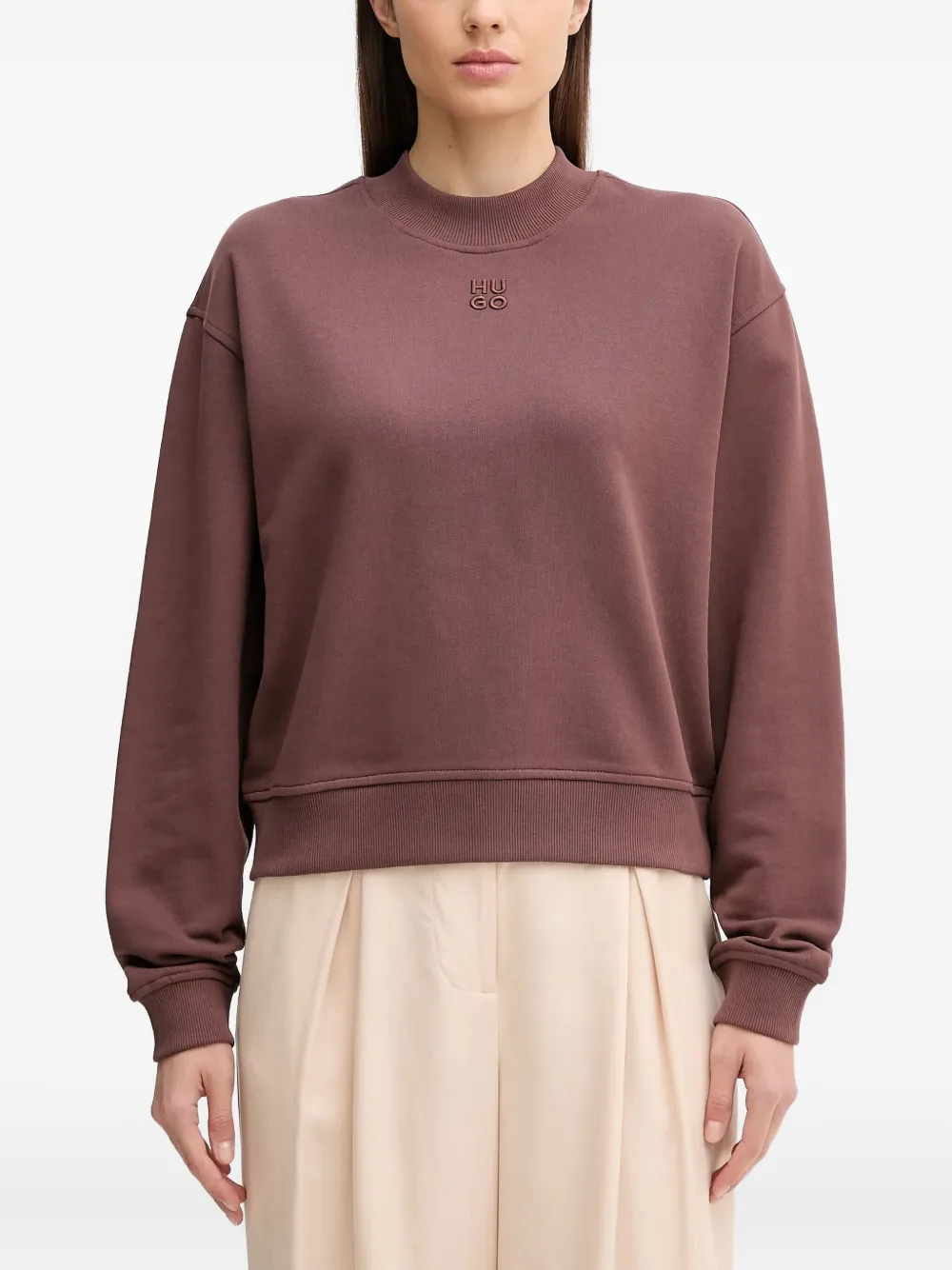 HUGO Sweater met geborduurd logo Roze